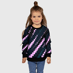 Свитшот детский Тёмно-синий с розовым искажённые полосы, цвет: 3D-черный — фото 2