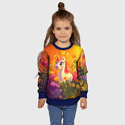 Свитшот детский Милая енинорожка, цвет: 3D-синий — фото 2