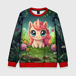 Свитшот детский Рыжая единорожка, цвет: 3D-красный