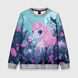 Свитшот детский Аниме единорожка, цвет: 3D-меланж
