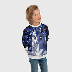 Свитшот детский Единорог - синий рог, цвет: 3D-белый — фото 2