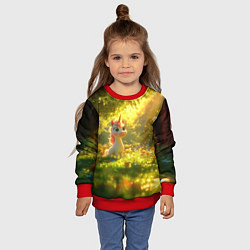 Свитшот детский Единорог в летнем лесу, цвет: 3D-красный — фото 2