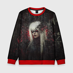 Свитшот детский Беловолосая девушка-киборг, цвет: 3D-красный