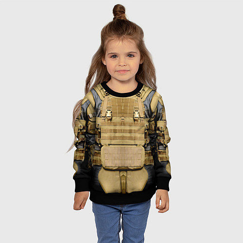 Детский свитшот Бронежилет цвета хаки армейский / 3D-Черный – фото 4