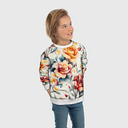 Свитшот детский Паттерн с переплетением цветов, цвет: 3D-белый — фото 2