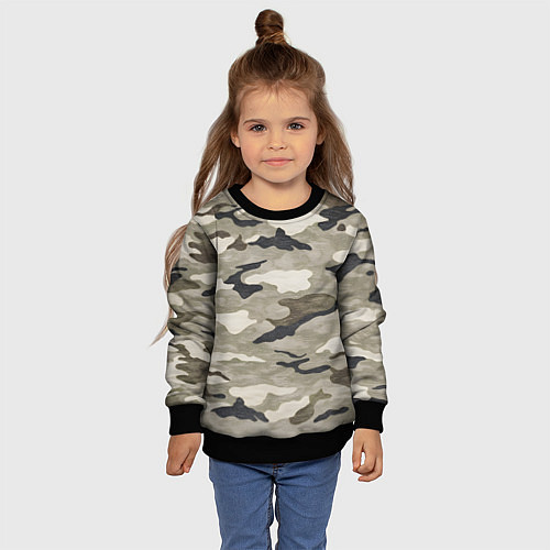Детский свитшот Песочный камуфляж / 3D-Черный – фото 4