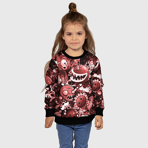 Детский свитшот Растения против зомби в красном цвете / 3D-Черный – фото 4