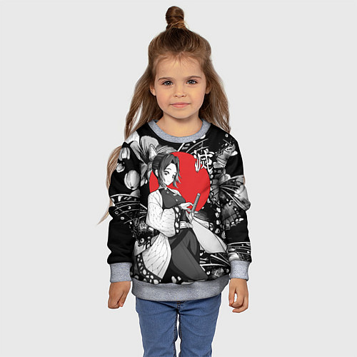 Детский свитшот Шинобу Кочо бабочка - убийца демонов / 3D-Меланж – фото 4