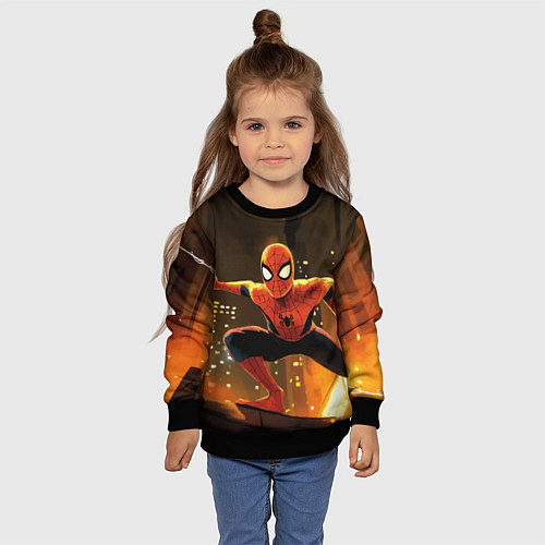 Детский свитшот Человек-паук пускает паутину / 3D-Черный – фото 4