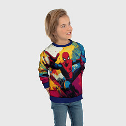 Свитшот детский Человек паук висит на паутине, цвет: 3D-синий — фото 2