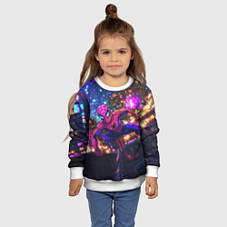 Свитшот детский Человек-паук и фиолетовый свет, цвет: 3D-белый — фото 2