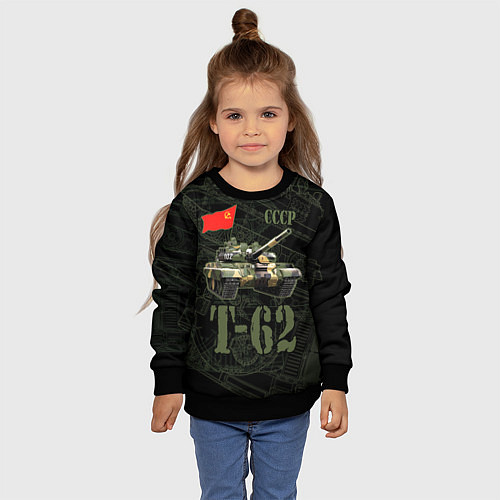Детский свитшот Танк Т-62 советский средний танк / 3D-Черный – фото 4