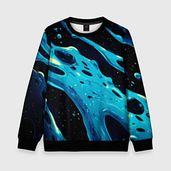 Свитшот детский Синие волны краски на черном, цвет: 3D-черный