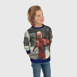 Свитшот детский Человек паук предупреждает, цвет: 3D-синий — фото 2