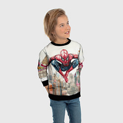 Свитшот детский Человек паук паркур, цвет: 3D-черный — фото 2