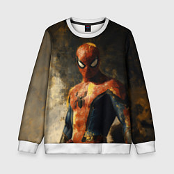 Свитшот детский Человек-паук портрет, цвет: 3D-белый