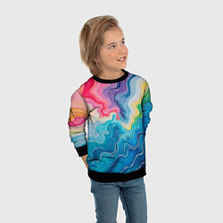 Свитшот детский Абстрактные волны в мраморном стиле, цвет: 3D-черный — фото 2