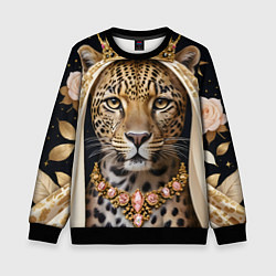 Свитшот детский Леопард с короной, цвет: 3D-черный