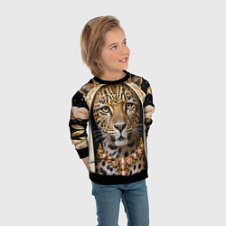 Свитшот детский Леопард с короной, цвет: 3D-черный — фото 2