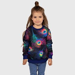 Свитшот детский Павлиньи перья - разные оттенки, цвет: 3D-синий — фото 2
