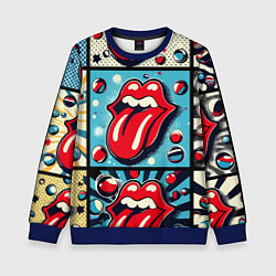 Свитшот детский Rolling Stones logo - pop art, цвет: 3D-синий