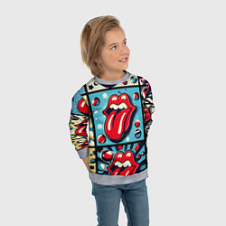 Свитшот детский Rolling Stones logo - pop art, цвет: 3D-меланж — фото 2