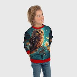 Свитшот детский Сова на фоне ночного неба, цвет: 3D-красный — фото 2