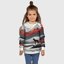 Свитшот детский Лиса и красные горы, цвет: 3D-белый — фото 2