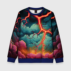 Свитшот детский Молнии в виде разлома, цвет: 3D-синий