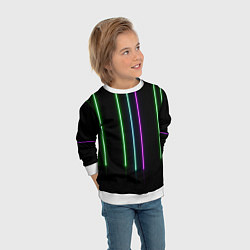 Свитшот детский Neon stripes, цвет: 3D-белый — фото 2