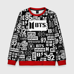 Свитшот детский Bangtan Boys pattern black, цвет: 3D-красный