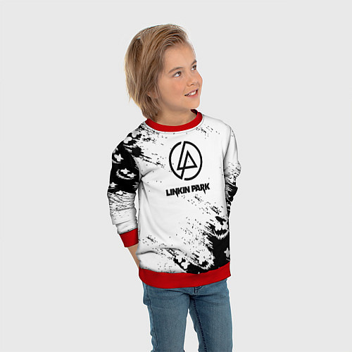 Детский свитшот Marshmello x Linkin park / 3D-Красный – фото 3