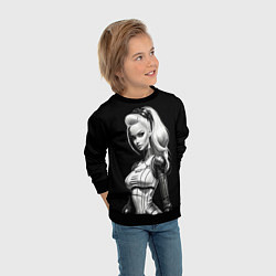 Свитшот детский Барби - киберпанк нейроарт, цвет: 3D-черный — фото 2