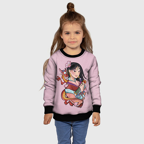 Детский свитшот Красивая Мулан и Мушу - big pictures / 3D-Черный – фото 4