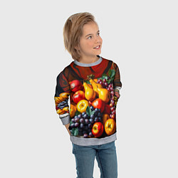 Свитшот детский Фруктовый натюрморт, цвет: 3D-меланж — фото 2
