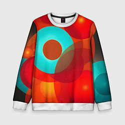 Свитшот детский Оптическая абстракция с кругами, цвет: 3D-белый