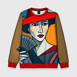 Свитшот детский Дама с веером, цвет: 3D-красный