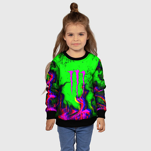 Детский свитшот Monster Energy flame / 3D-Черный – фото 4