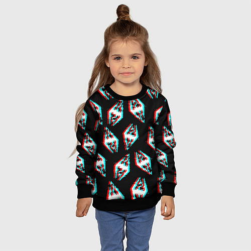 Детский свитшот Skyrim glitch logo patten / 3D-Черный – фото 4