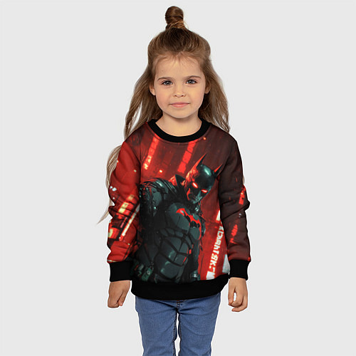 Детский свитшот Черный Бэтмен на фоне красного города / 3D-Черный – фото 4