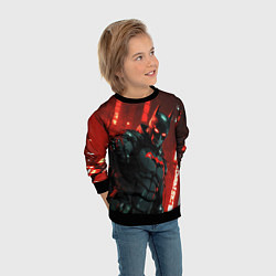 Свитшот детский Черный Бэтмен на фоне красного города, цвет: 3D-черный — фото 2