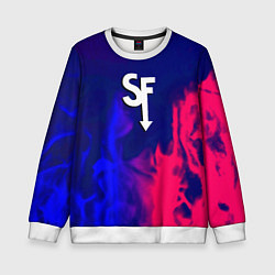 Свитшот детский Sally face neon flame, цвет: 3D-белый