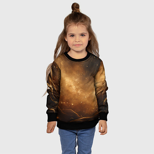 Детский свитшот Песочный фон со звездами / 3D-Черный – фото 4