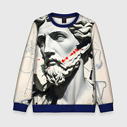 Свитшот детский Античный портрет зарисовки, цвет: 3D-синий