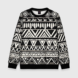 Свитшот детский Черно белый орнамент в этническом стиле, цвет: 3D-черный