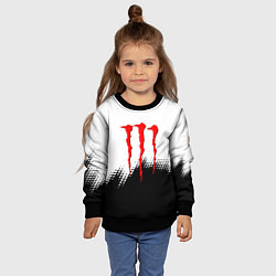 Свитшот детский Monster energy чёрно белые краски, цвет: 3D-черный — фото 2