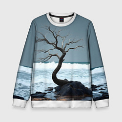 Свитшот детский Дерево и море, цвет: 3D-белый