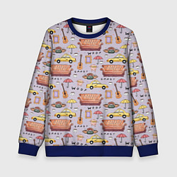 Свитшот детский Друзья - паттерн, цвет: 3D-синий