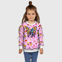 Свитшот детский Слон с крыльями бабочки, цвет: 3D-белый — фото 2