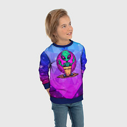 Свитшот детский Кактус в виде инопланетянина, цвет: 3D-синий — фото 2
